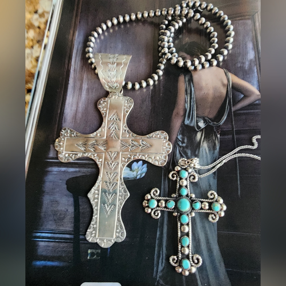 Native Silver Cross Necklace (Large Cross Only)